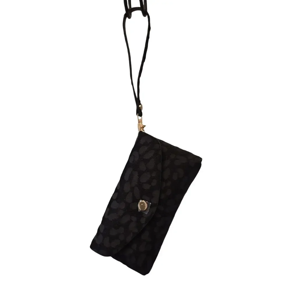 Unni Black Patterned Crossbody Bag Purse Clutch 8 X 5